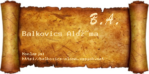 Balkovics Alóma névjegykártya